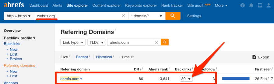 webris links site explorer