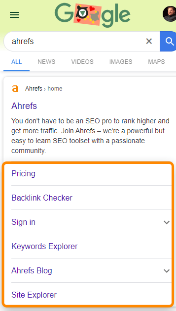 2 mobile sitelinks