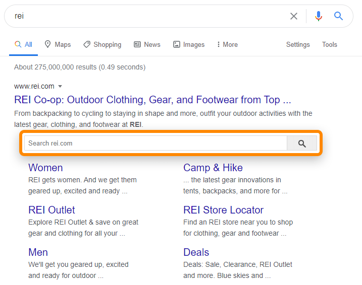 4 sitelinks search box