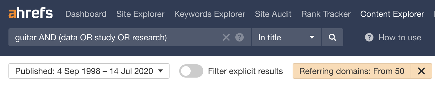 Finding studies with backlinks in Content Explorer