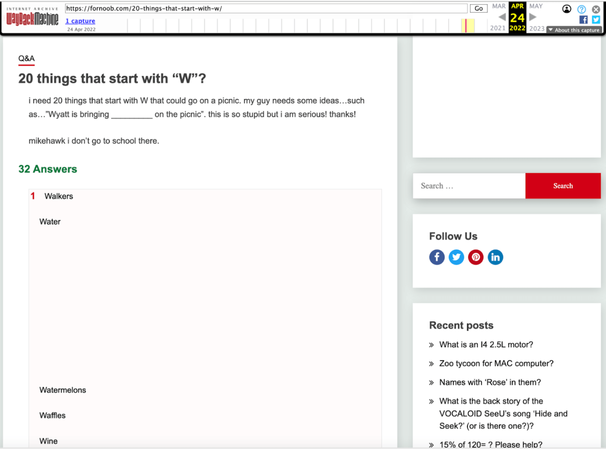 For Noob low-quality content, via Wayback Machine