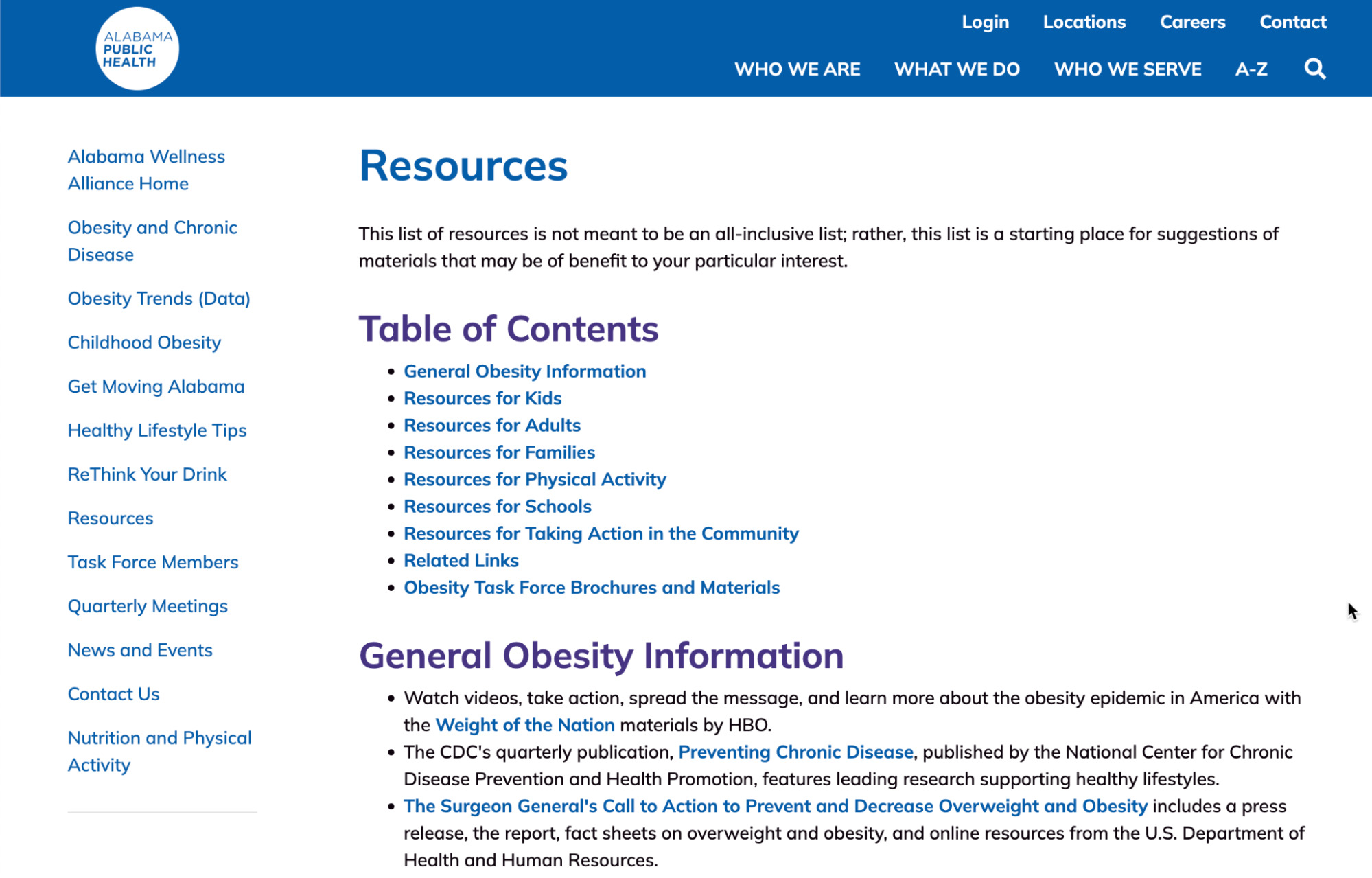 Example of a resource page