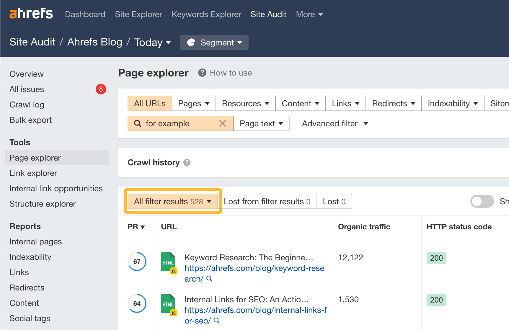 How often we use examples on our blog