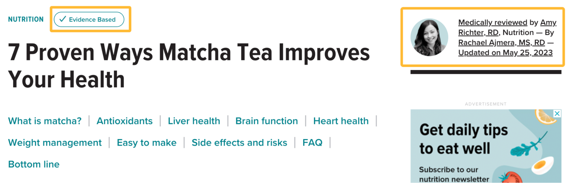 Example of demonstrating expertise in content