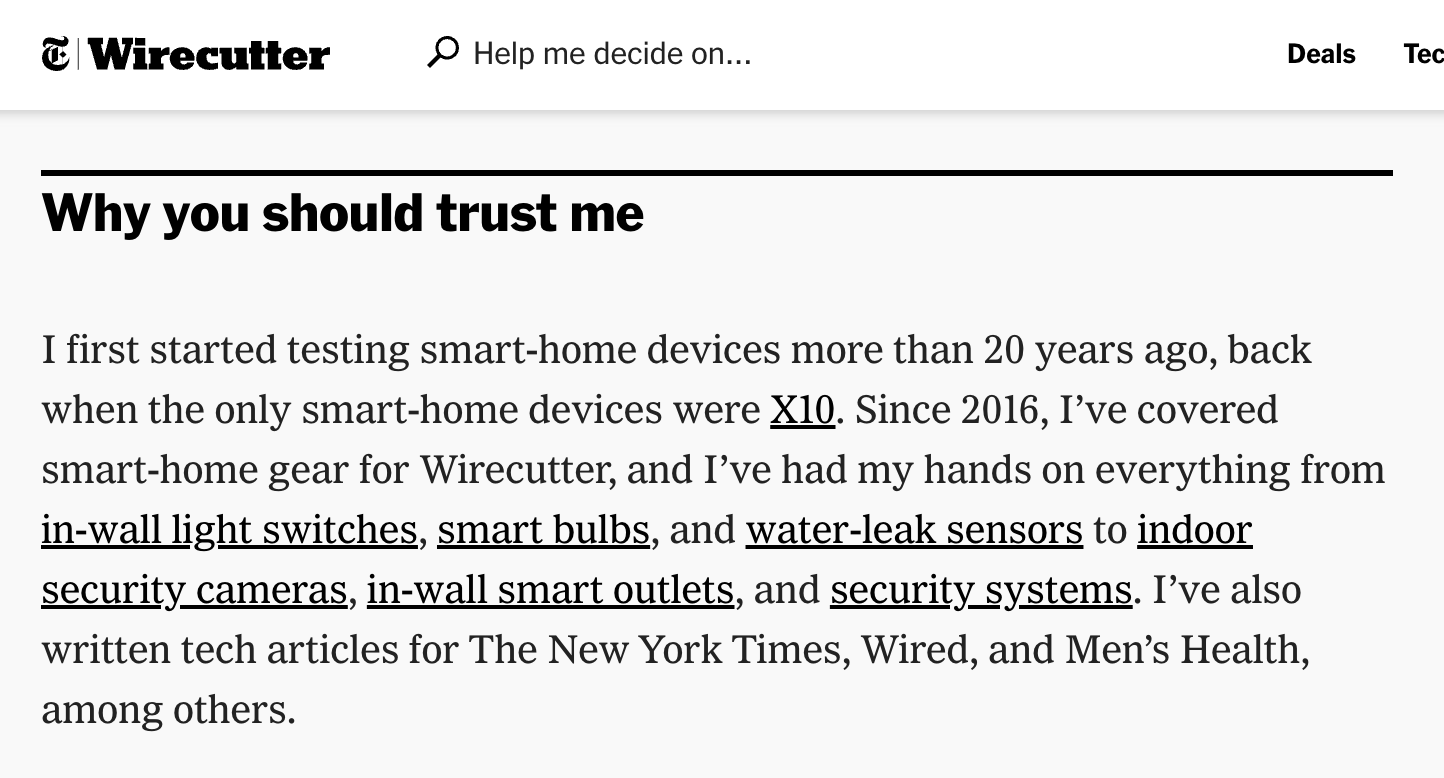 Great example of how to showcase expertise from Wirecutter