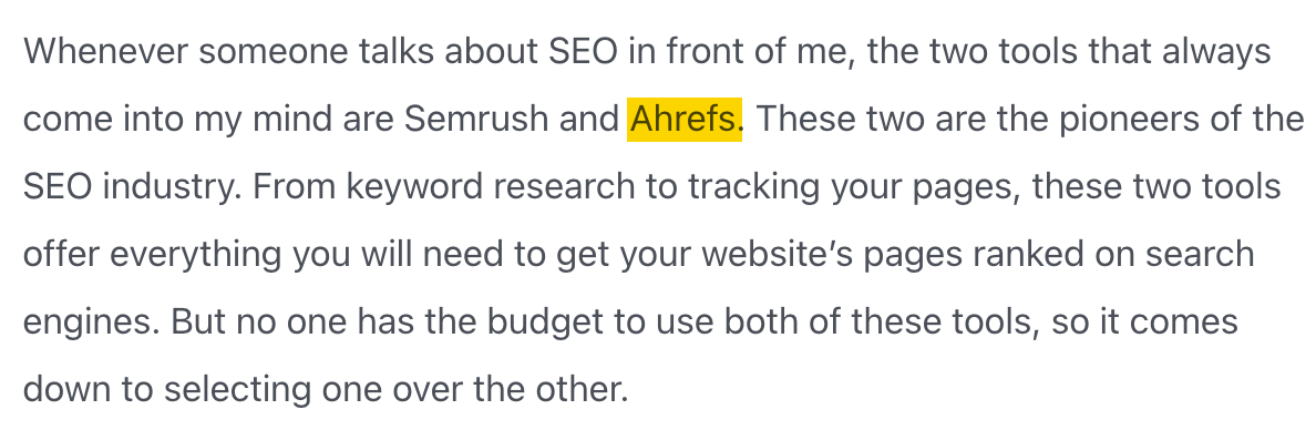Example of an unlinked mention found via Ahrefs' Web Explorer