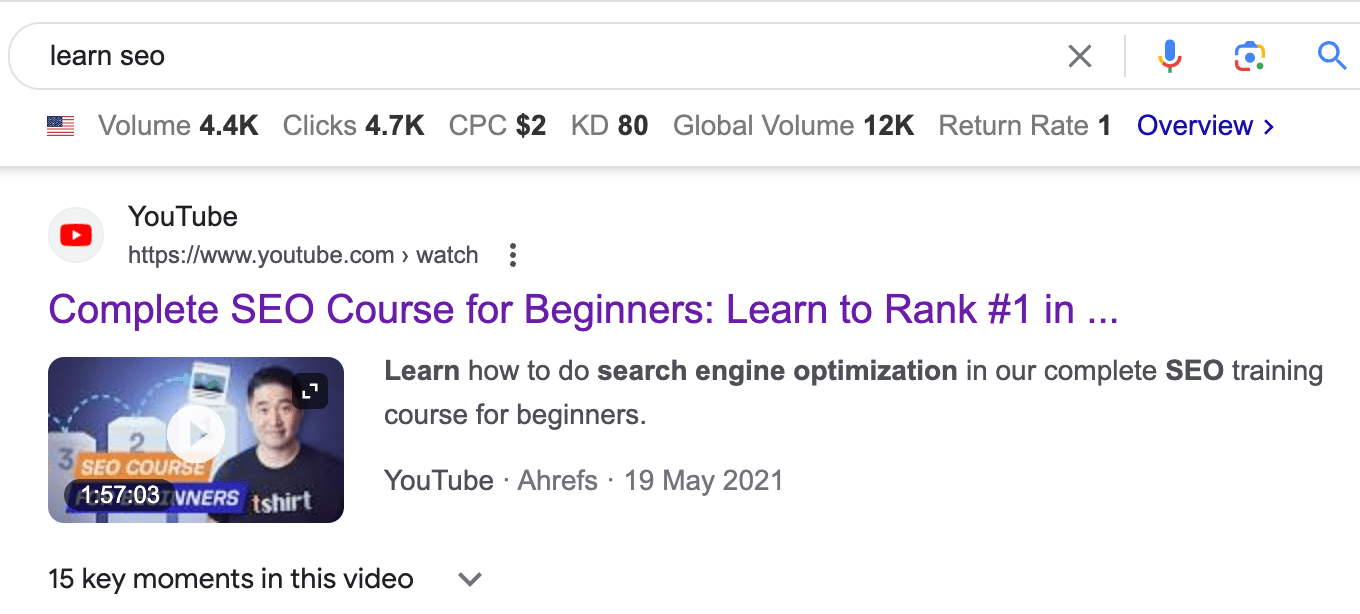 YouTube video ranking on Google
