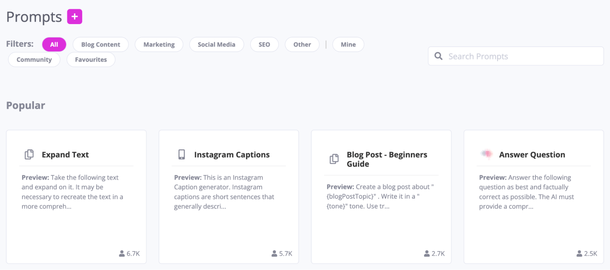ContentBot's prompt library