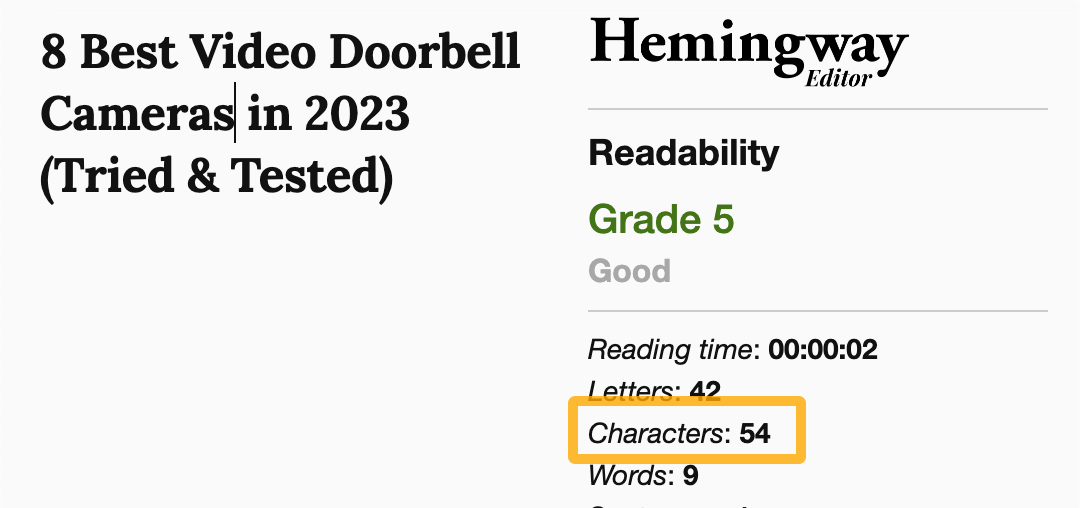 Using Hemingway to keep title tags under 70 characters