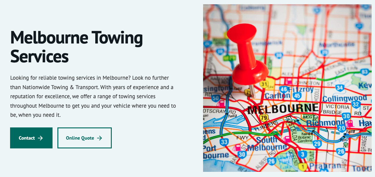 Example of a towing company using stock imagery.