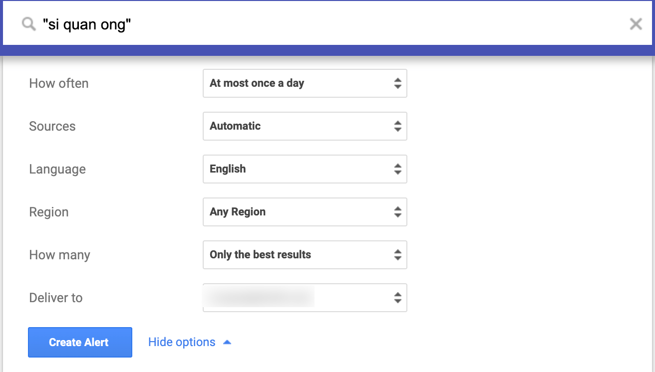 Google Alerts 筛选