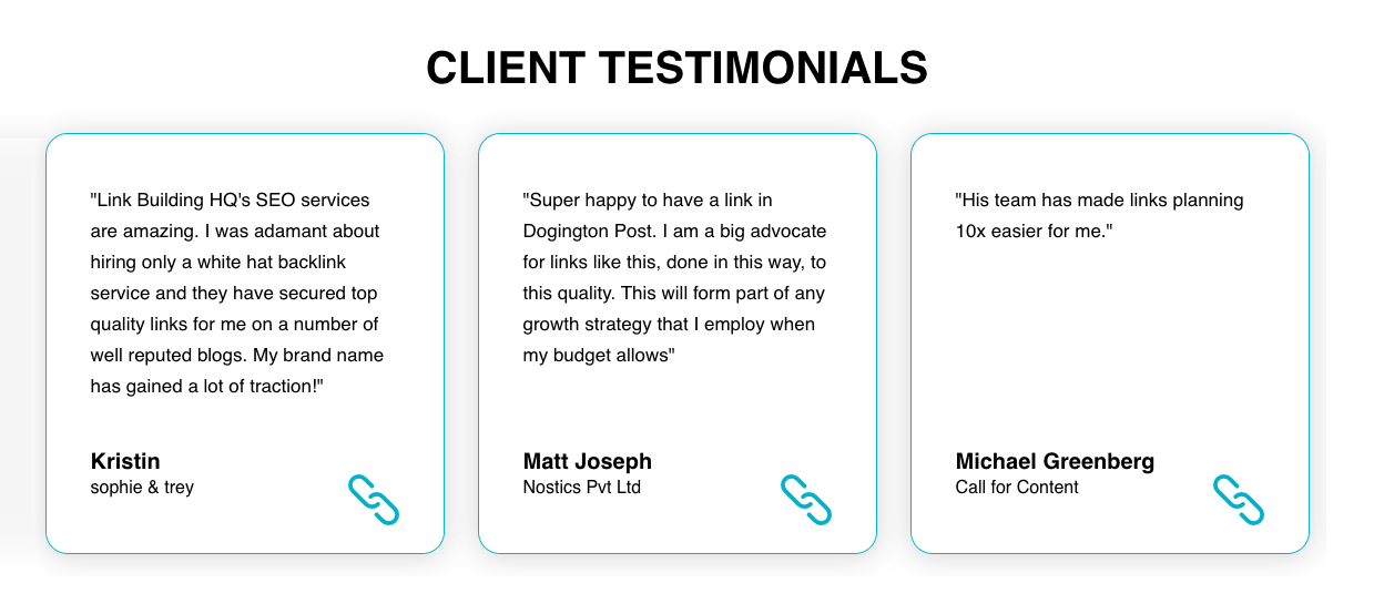 Client testimonials