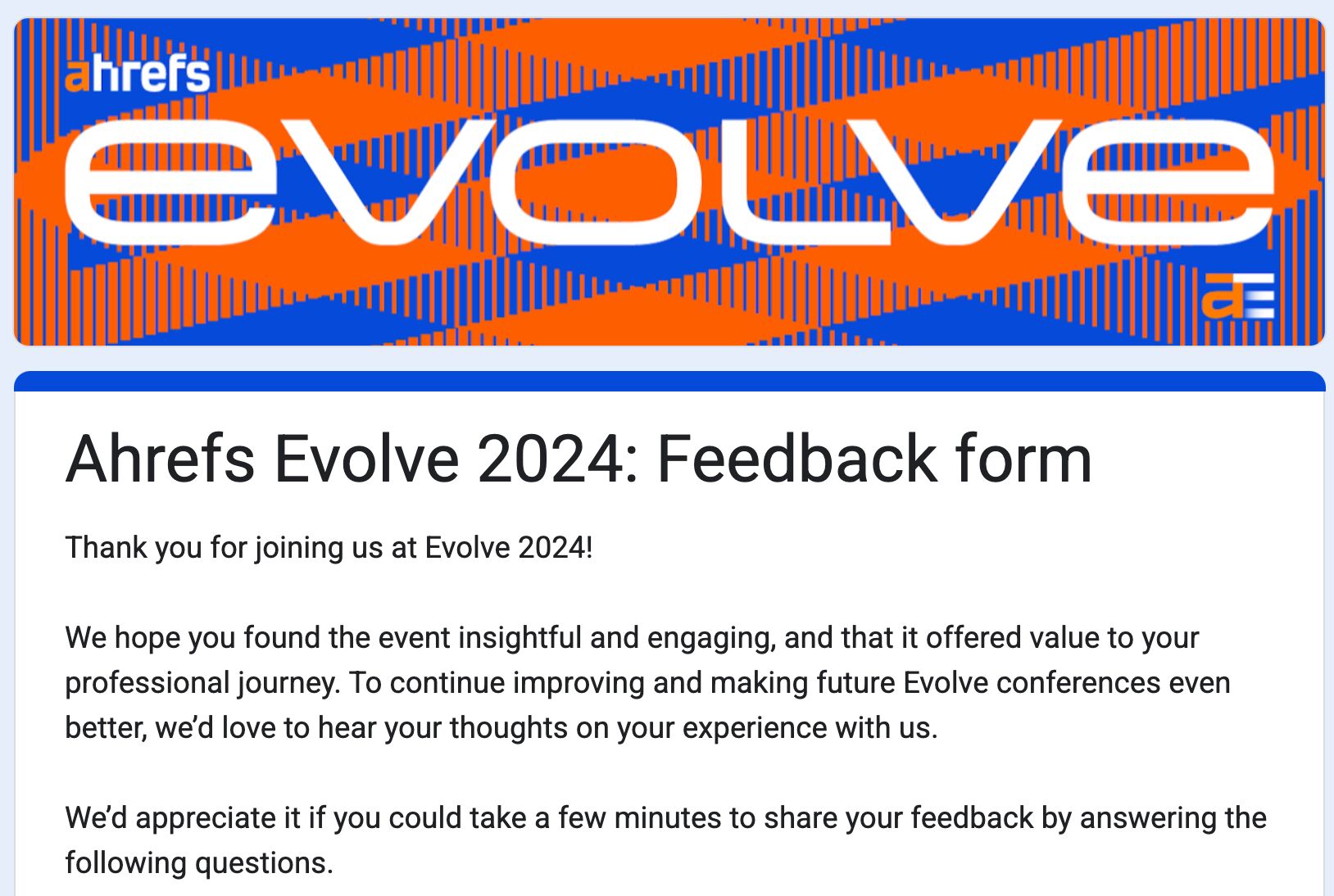 Our post-event survey for attendees